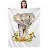 Cute Elephant Print Throw Blanket African Animals Warm Cozy Flannel Home Decor Colorful Dreamy Bubbles Pattern