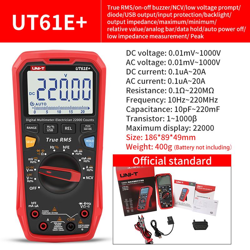 UNI T UT61B+ UT61E+ UT61D+ Smart Professional Digital Multimeter Tester Unit True RMS Auto Range 6000 Counts DC AC 1000V