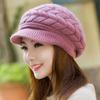 Casual Thickened Knitted Wool Hat Ear Protection Wool Duck Tongue Cap Keep Warm Windproof Beret Hat for Women