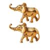 1 Pair Brass Elephant Figurine Carving Golden Elephant Statue Metal Animal Sculpture