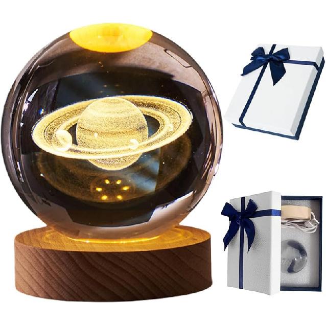 Happyhaves Calming Stellar Spheres - The Galaxy, Saturn and The Moon 3D Sphere Light and Lamp