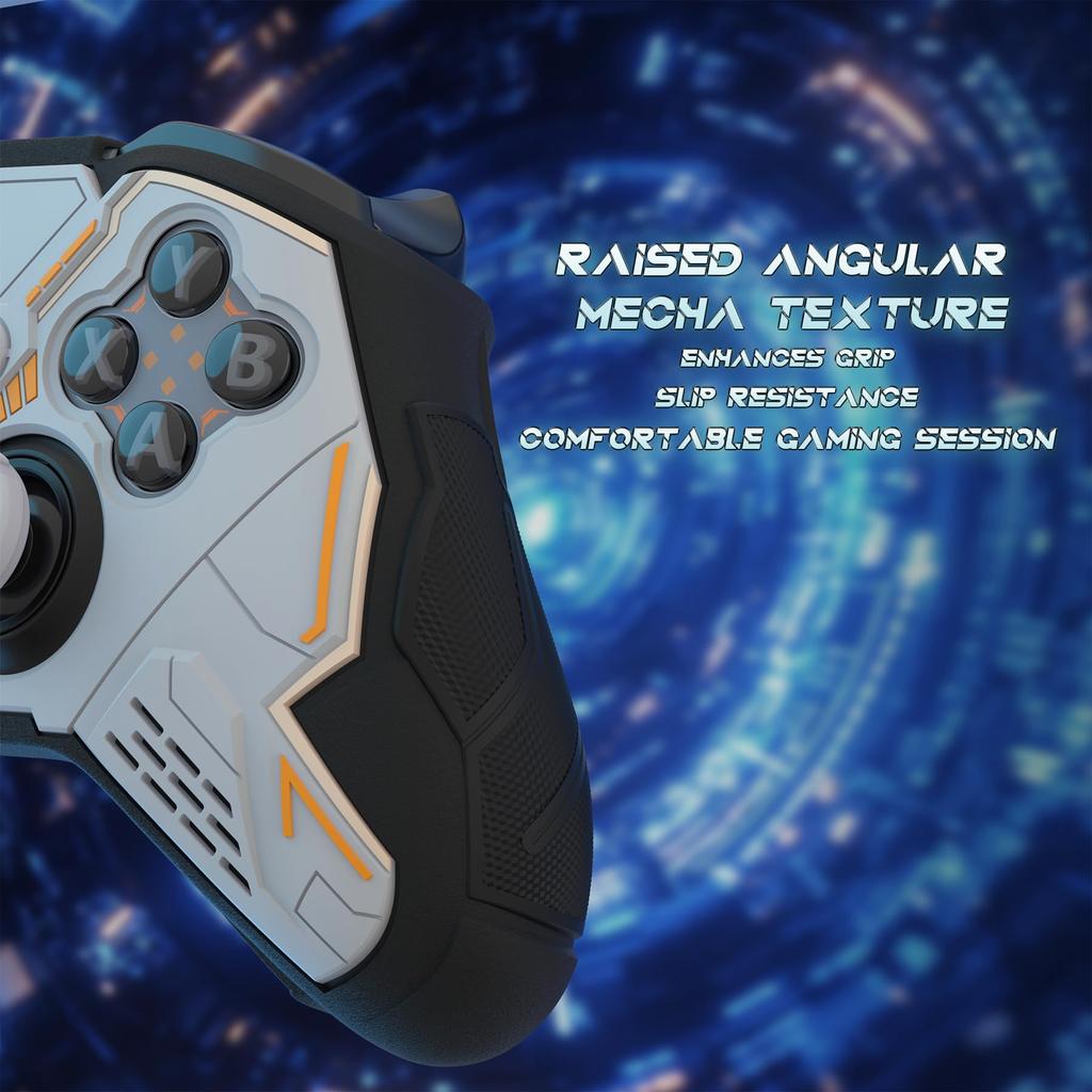 PlayVital Stellar Mecha Silicone Protective Cover for Xbox Elite Series Grip Protector with 2 Thumb Grip Caps and Mechanical Black 2, Non-Slip