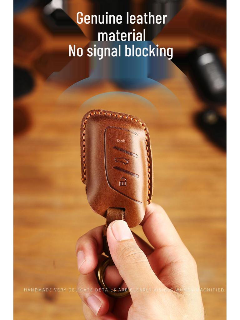 Genuine Leather Handmade Key Case for Roewe RX5Plus, I5, and i6Max, MG5 Car Models.