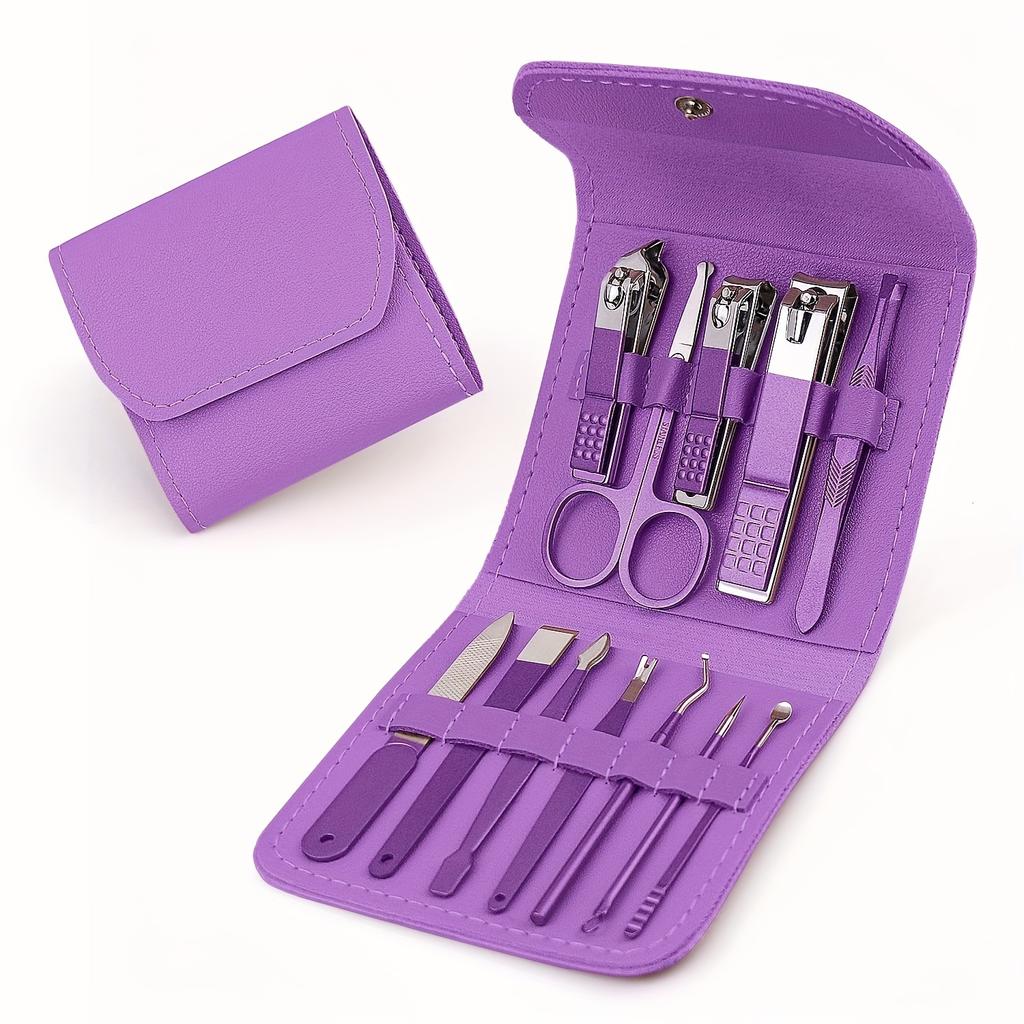 Manicure Set Pedicure Kit Professional Nail Clippers Set Nail Kit Manicure Kit For Women Men - Purple