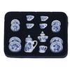 15Pcs Portable Blue Flower Tableware Porcelain Coffee Tea Cups  Universal 1:12 Dollhouse Miniature
