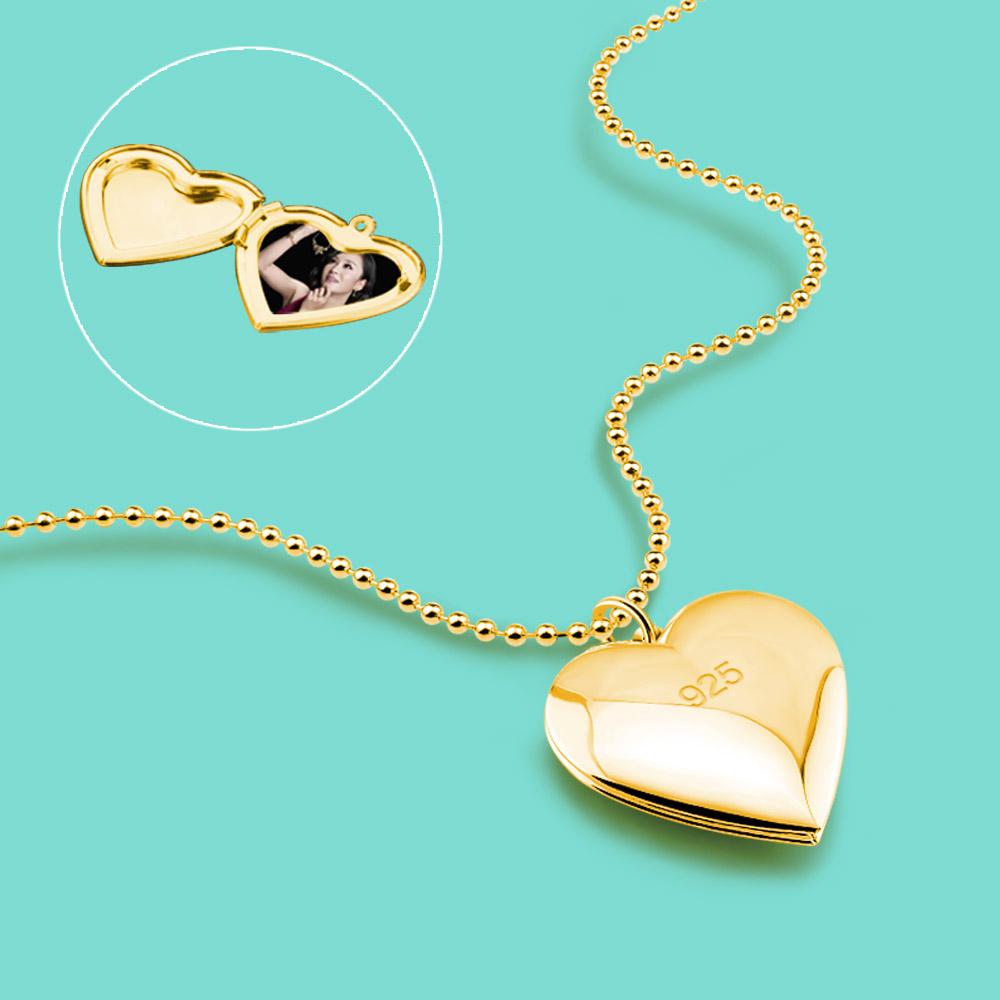 New Women's 925 Sterling Silver Necklace Classic Heart Photo Box Pendant Customizable Photo Anniversary Jewelry Gift Bijoux