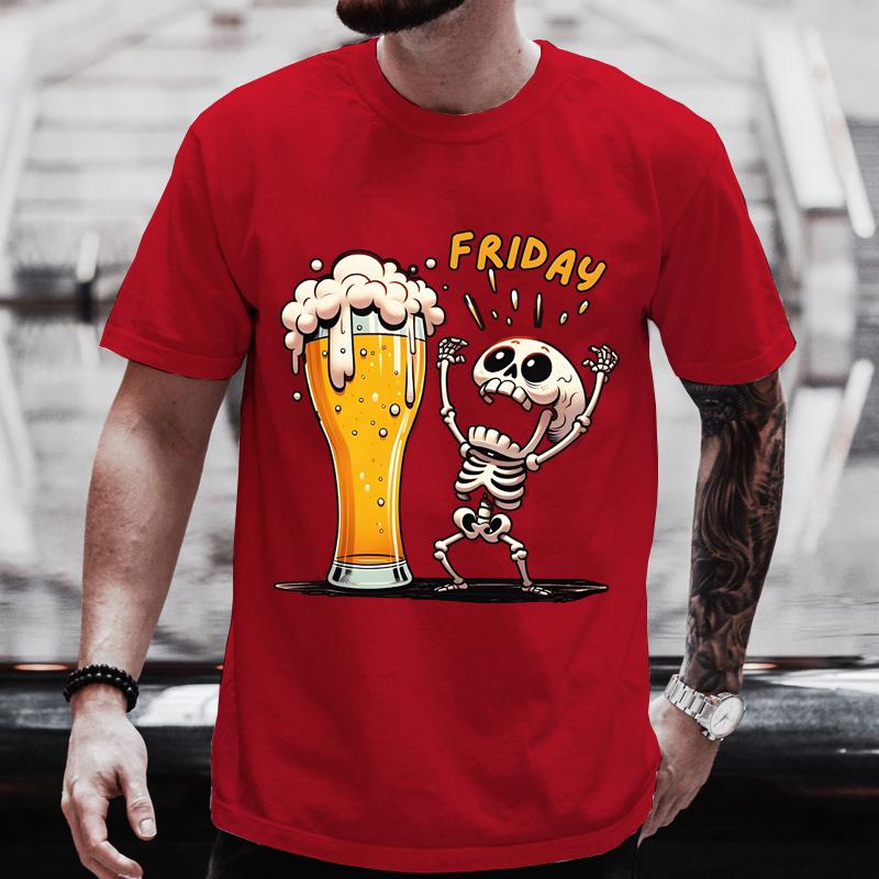 Summer Beer T-Shirts Funny 3D Skull Print T Shirt For Men Fashion New Oversized T-shirt Casual O-neck Short Sleeve Tops Tees