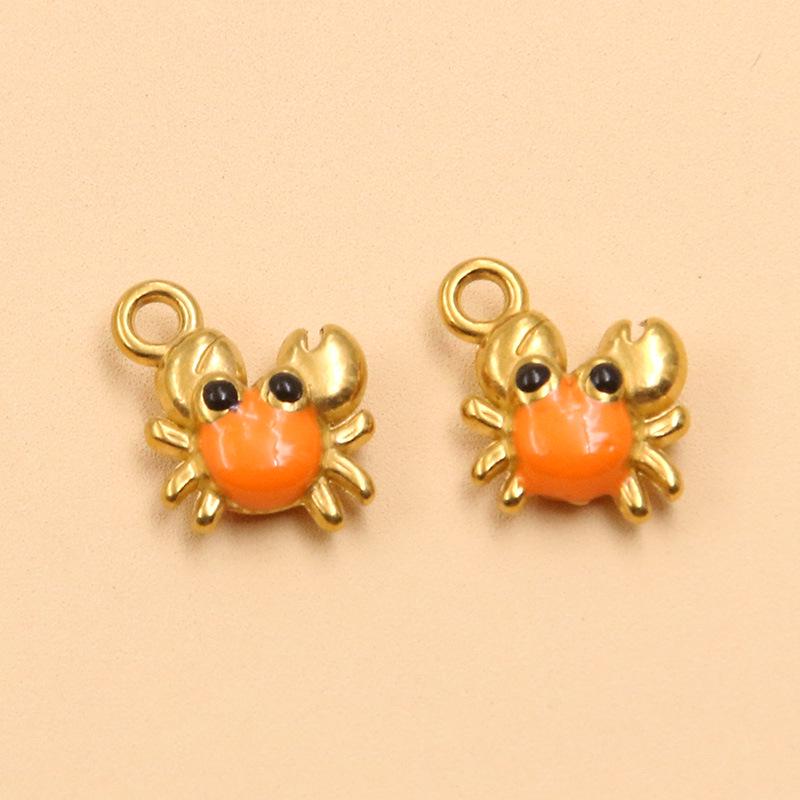 Gold & Enamel Striped Fish Crab Charm - DIY Necklace, Bracelet, Earring Accessories (2 Styles, Stainless Steel)