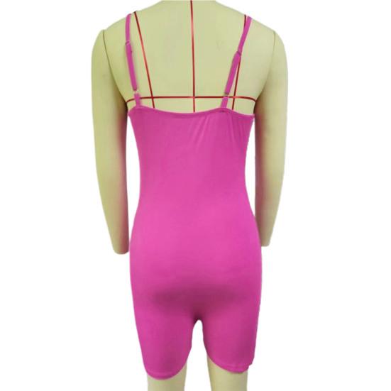 Женский комбинезон без рукавов с открытой спиной на тонких бретельках, облегающий эластичный быстросохнущий комбинезон длиной выше колена, однотонная женская одежда