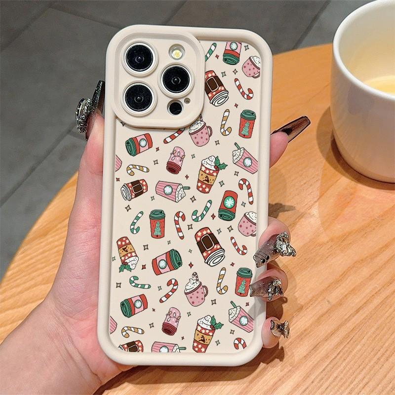 Изображения рождественских конфет, подходящие для чехлов iPhone 16/17 Pro Max iPhone 15/14 13 противоударный 12 премиум 11