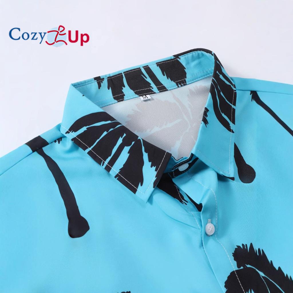 Мужская рубашка с коротким рукавом Lake Blue Big Black Coconut Tree Print, мужская рубашка, лето 2025, новинка