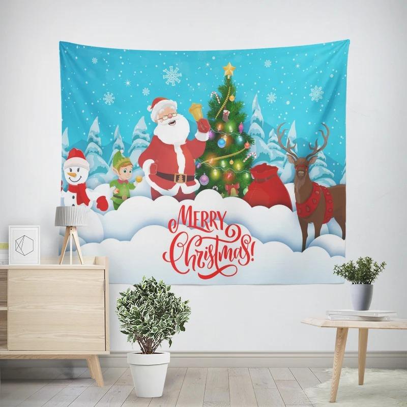 Рождество Новый год Санта-Клаус Подарок Узор Гобелен Гостиная Диван Автомобиль Интерьер Украшения Гобелен