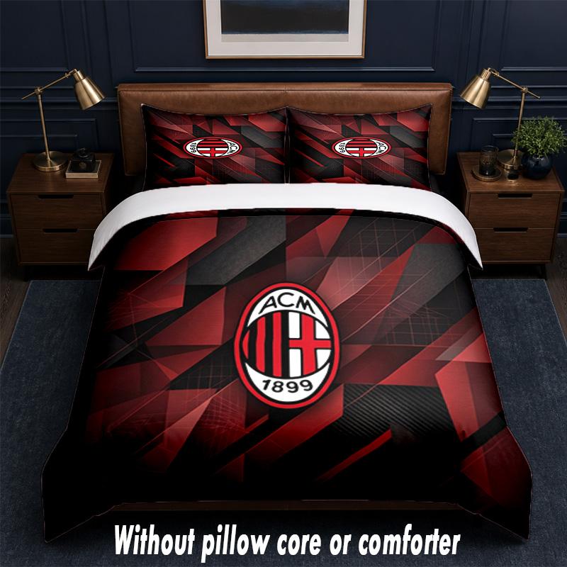 AC Milan Design Bed Bedding Set 1 Duvet Cover + 2 Pillowcases Soft Breathable Household Bed Linens