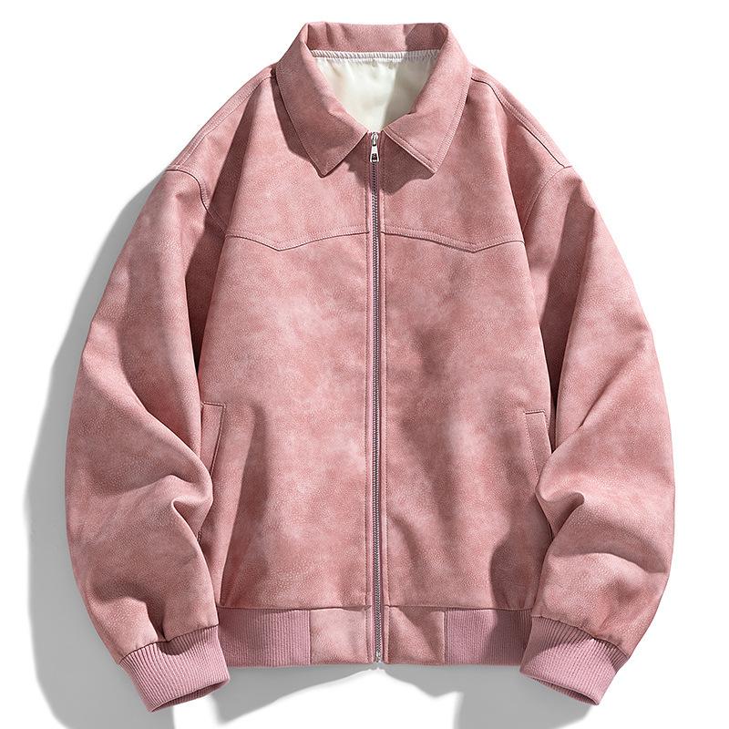 Короткая куртка из искусственной замши в американском стиле, весенне-осенняя кожаная куртка с лацканами для мужчин