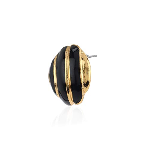 Позолоченные серьги-гвоздики круглой формы с черной эмалью Estele для девочек и женщин