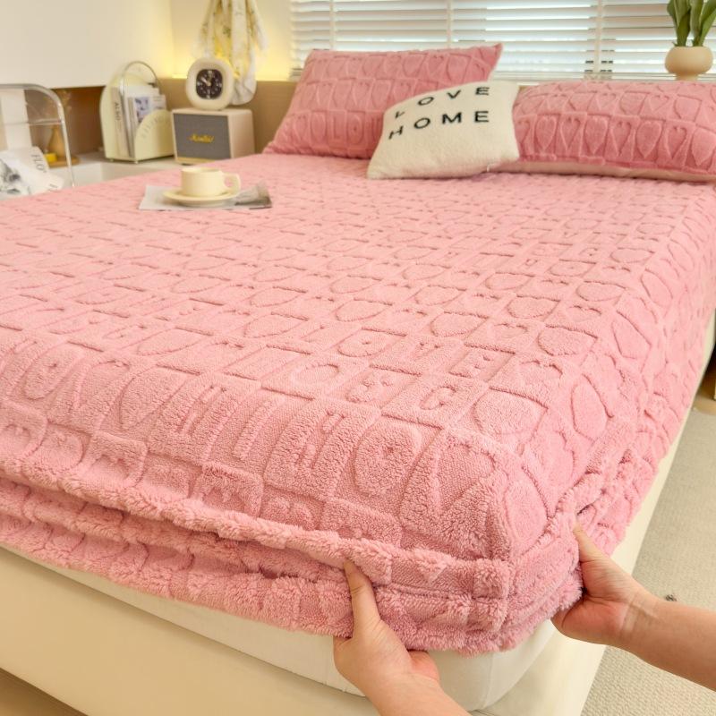 Winter Warm Fitted Bed Sheet Taff Velvet Fleece Bed Linen Single/Double/King/Queen Size Plush Mattress Cover Thick Bed Cover