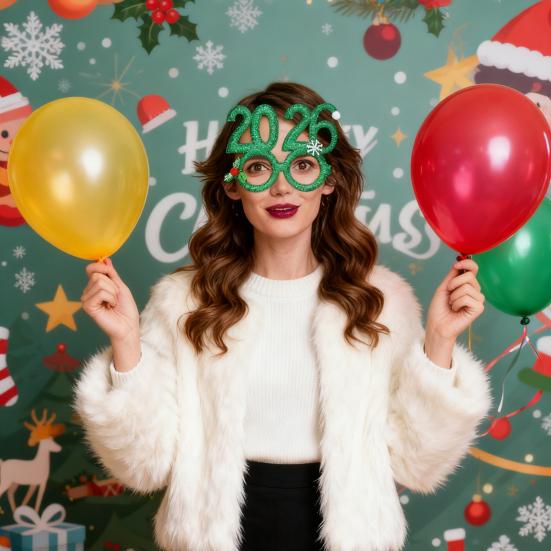 2026 New Year Eve Glasses Christmas Party Photo Props for Adults Kids