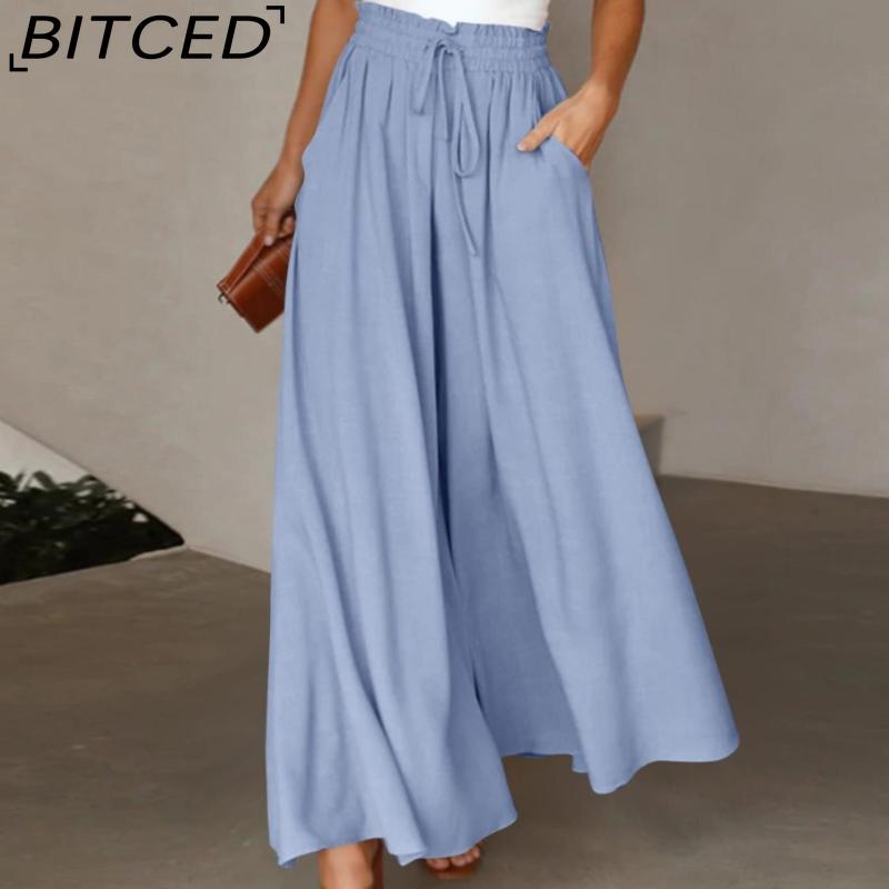 BITCED Women's Fashion Casual Solid Color Print Pants & Capris