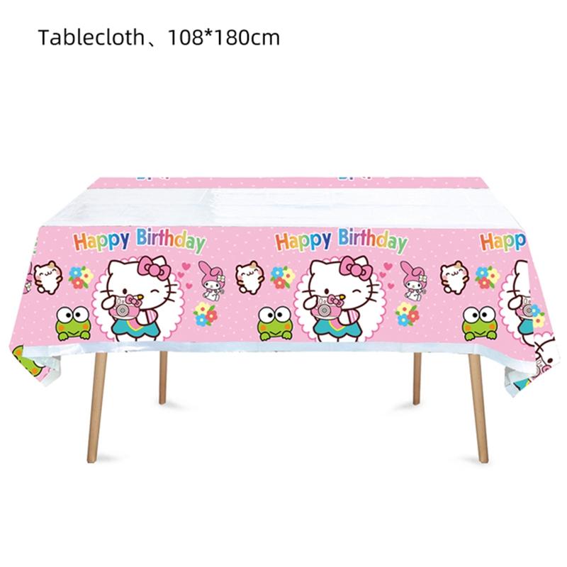 Хелло Китти Sanrio Украшение на День Рождения Товары для вечеринки Кавайные Шары Одноразовая Тарелка Стакан Мультяшный Флажок Аксессуар для Украшения Вечеринки