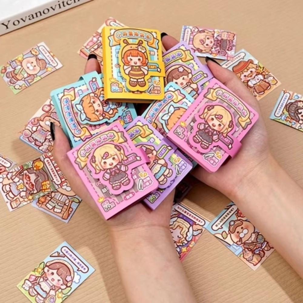 Pre-Cut Stickers Mini Dress-Up Sticker Book Cartoon Style Outfit Sticker Book Scrapbook Decorating