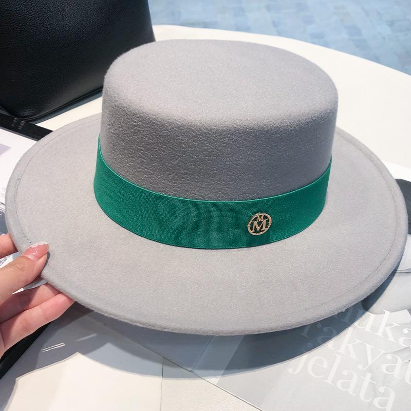 Internet celebrity basin hat children British retro M standard elegant flat top hat spring and autumn big eaves black bucket hat female tide
