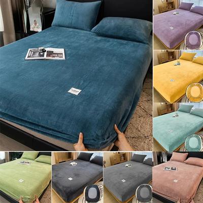 2025 однотонная простыня, плюшевые удобные покрывала, наматрасник, мягкая теплая простыня, нескользящие простыни(БЕЗ НАВУШЕК)