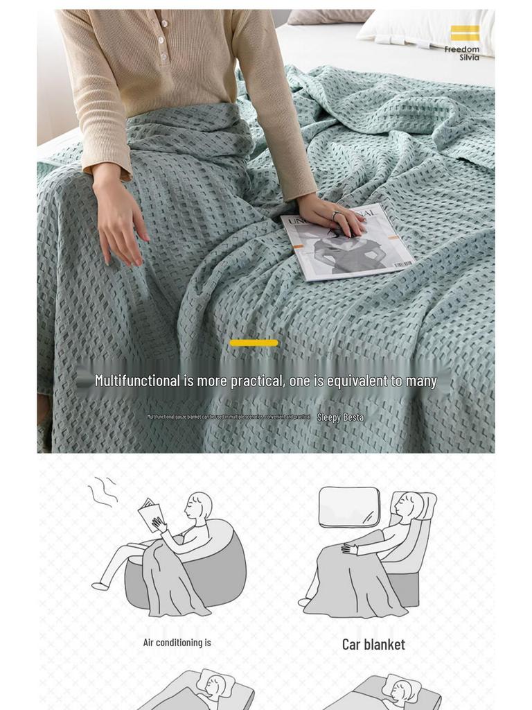 Летнее одеяло-полотенце из чистого хлопка - Взрослое одеяло для кондиционера