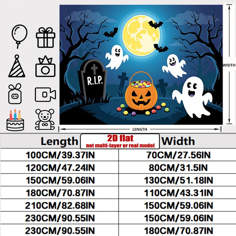 Halloween Backdrop Pumpkin Bat Polyester Party Wall Decor