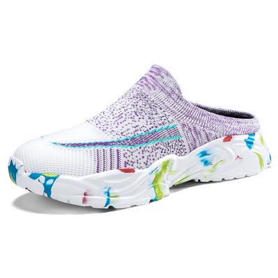 Модные женские новые легкие полутапочки летающая сетка повседневная обувь спортивная женская обувь большого размера весна и лето