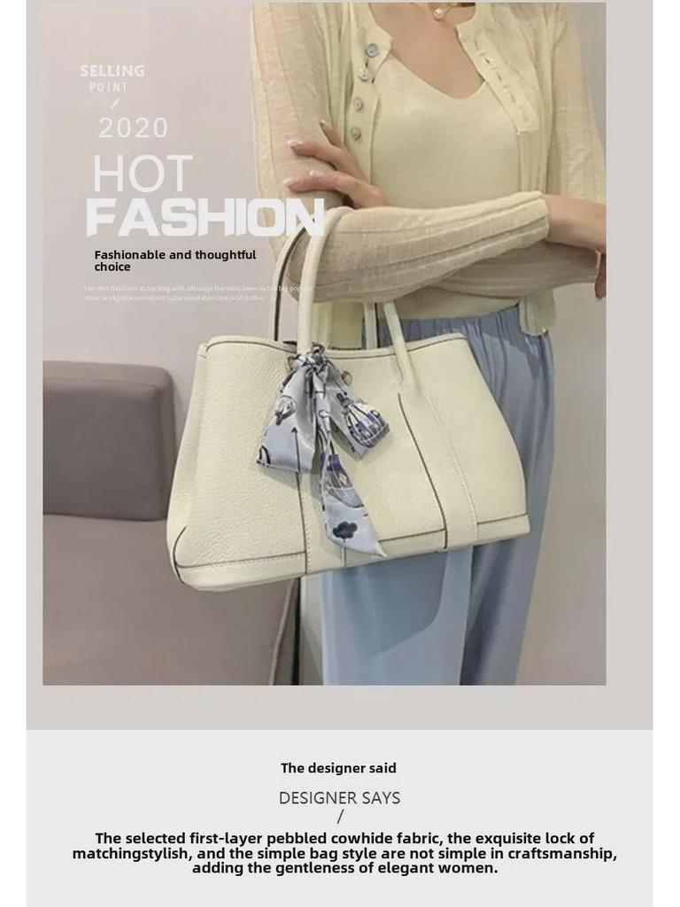 2024 Genuine Leather Women's Crossbody Handbag - Large, Simple, Fashionable, Garden Bag