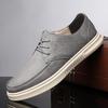 Мужская обувь высокого класса 2025 лето новая обувь для зрелых мужчин в британском стиле на шнуровке повседневная обувь кожаный верх водонепроницаемая увеличивающая рост кеды