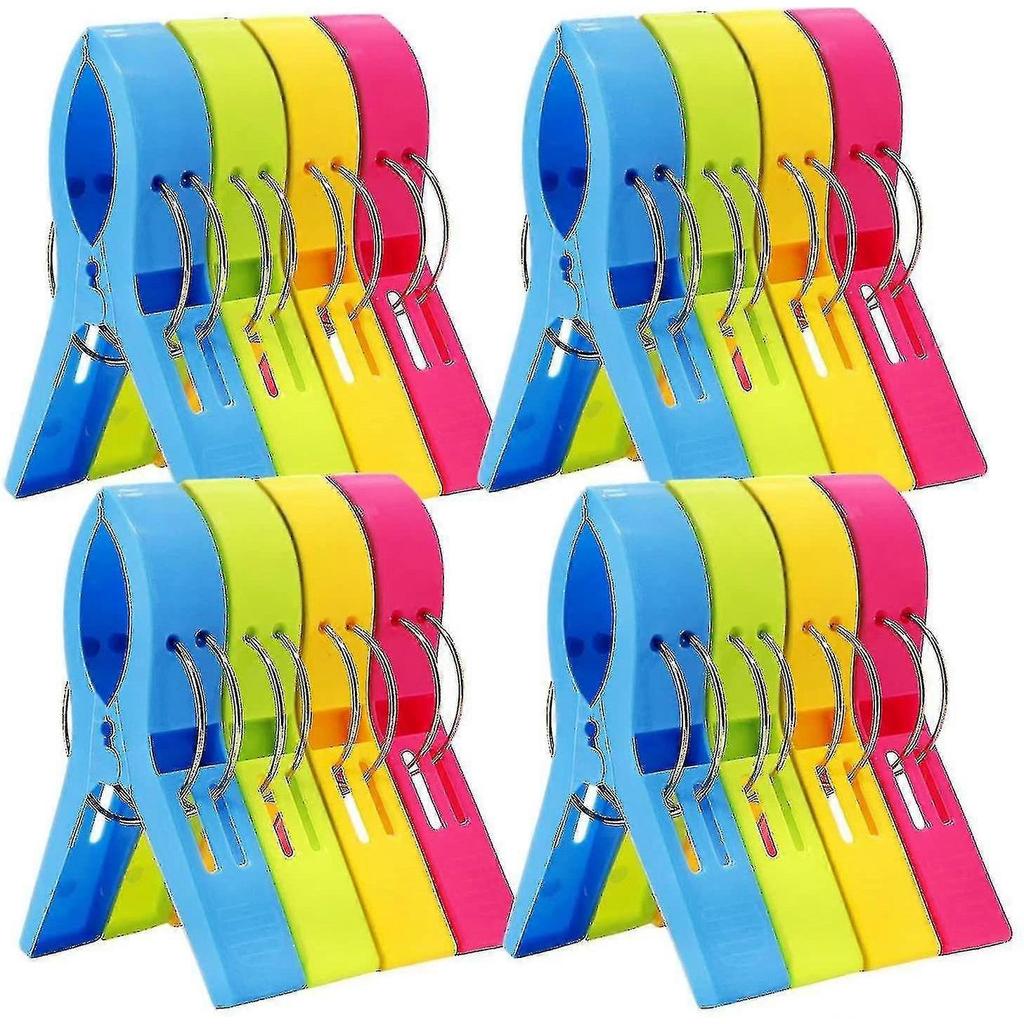 16 Pack Beach Towel Clips Chair Clips Towel Holder For Pool Chairs On Cruise-jumbo Size,plastic Clothes Pegs Hanging Clip Clamps To Keep Your Towel Fr