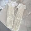 Women Autumn Ruffled Lace Bowknot Leg Warmers Japanese Lolita Twist Cable Knitted Foot Covers Student Stretch Calf Socks