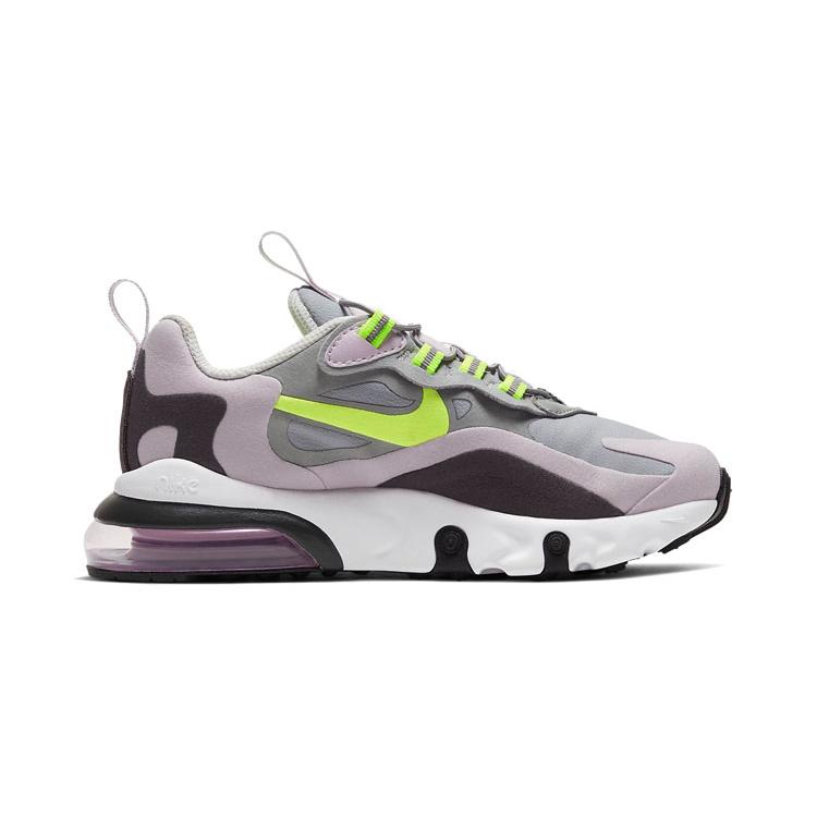 Nike Air Max 270 RT Воздушная подушка Амортизация Низкие Кроссовки для бега Серый Фиолетовый Дети Возраст 3 7 лет BQ0102-010
