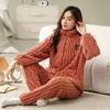 Женская флисовая фланелевая пижама больших размеров из кораллового флиса - утолщенный бархат для осени и зимы, домашняя одежда для мам среднего возраста