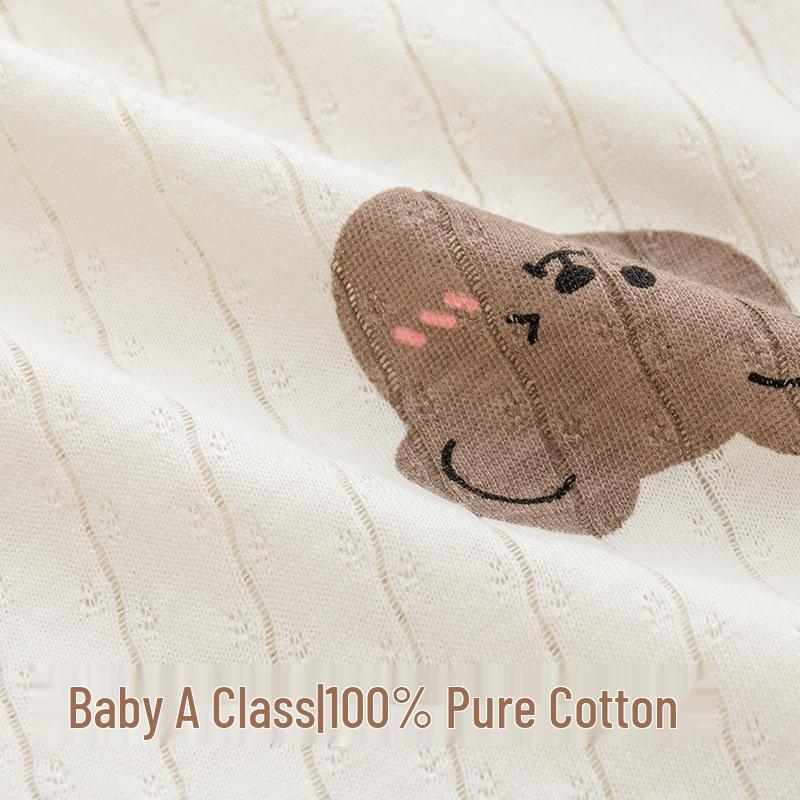 Летний ультратонкий ромпер с длинным рукавом из чистого хлопка для новорожденных с защитой животика – дышащий класс А для комфорта в кондиционированном помещении.