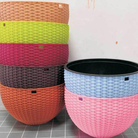 1 Set Flower Pot Quick Drain Handmade Strong Load-bearing Indoor Water Self-absorbing Flower Basket with Hook Home Decor