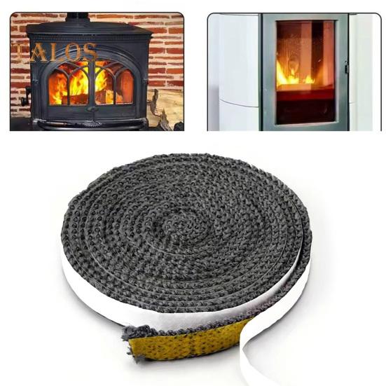10/12/15MMx2M Fiberglass Fireplace Door Sealing Strip Self-adhesive High Temperature Wood Stove Door Replacement Flat Gasket Rope Tape