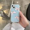 Ins корейский 3d розовый синий бант решетчатый мягкий чехол для телефона для Iphone 14 12 11 13 Pro Max 11 12 13 14 защитная задняя крышка для милой девушки