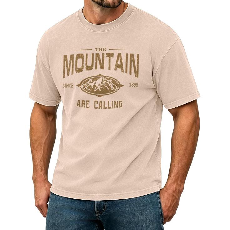 YTD Acid Wash Graphic T-Shirts for Men Women | Relaxed Fit, Cotton, Crewneck, Short Sleeve, Mountain Tee