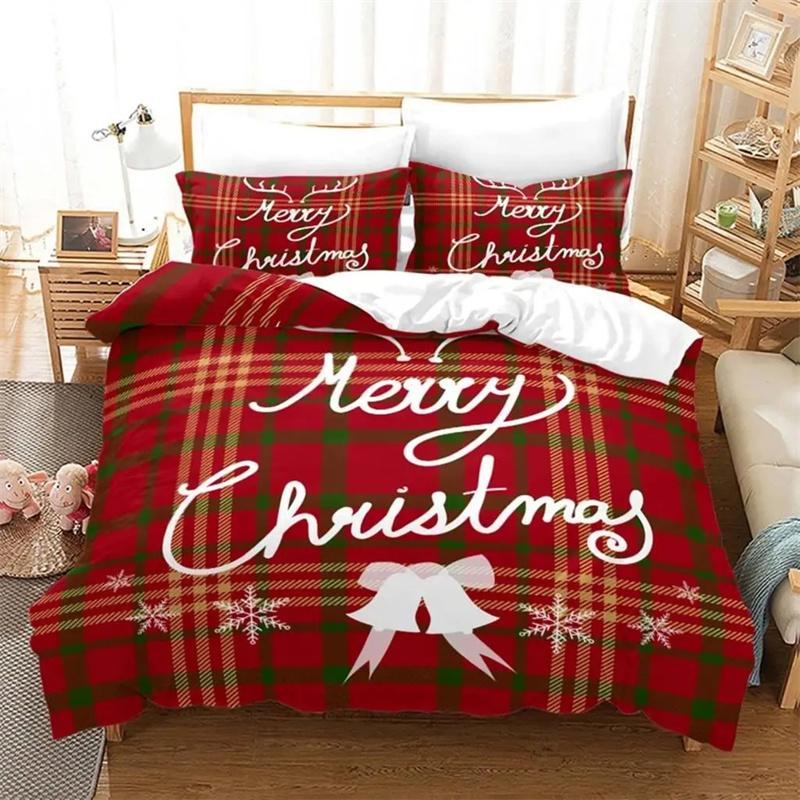 Christmas Duvet Cover Set Santa Claus Printed Bedding Set Twin Size For Child Kids Adult New Year Gift Polyester Bedclothes
