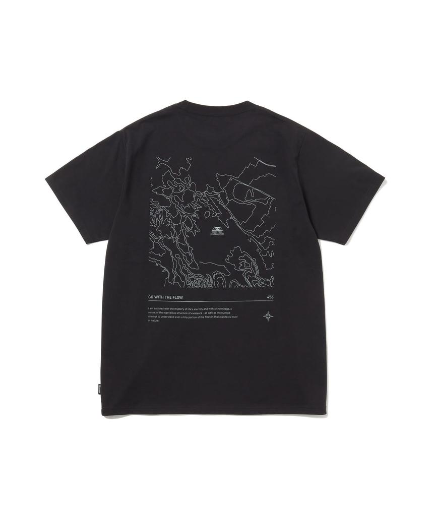 Snow Peak Футболка с топографической картой HQ TS-26SU003, Черная, Размер M. Унисекс футболка с коротким рукавом с графическим принтом топографической карты.