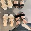 Two Wearing Sandals Female 2025 Summer New Internet Celebrity Fairy Wind Thick Heel Non-slip Outer Wear Crystal High Heel Cool Slippers