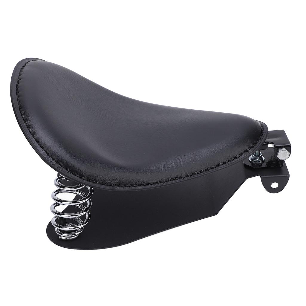 Motorcycle Solo Seat with Spring Bracket Kit Faux Leather Strong Support Universal Fit for Retro Motorcycle Black
