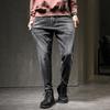 Простые мужские джинсы, свободные эластичные джинсы, модные брендовые мужские брюки на шнуровке