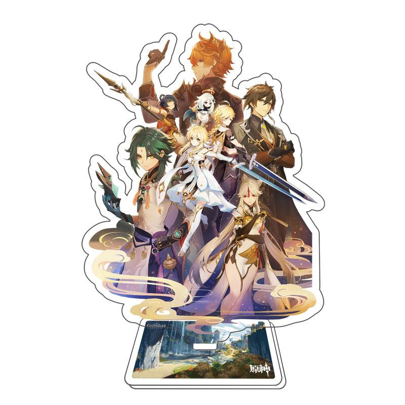 Игра Genshin Impact Стенд для фигурки Модель Игрушка 15 см Кэцин Шэнь Хэ Аратаки Итто Акриловая пластина с фигуркой Настольное украшение Подарок