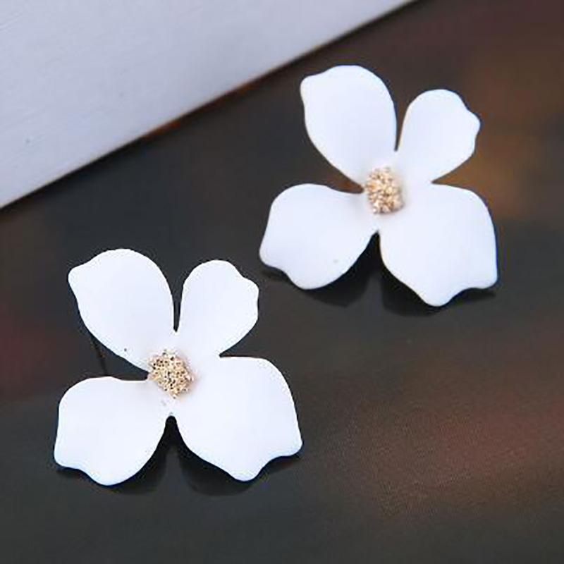 High Quality Gold Plated Custom Blanc Jardin Earring Jewelry Fashion Big Petal Flower Stud Earrings for Women