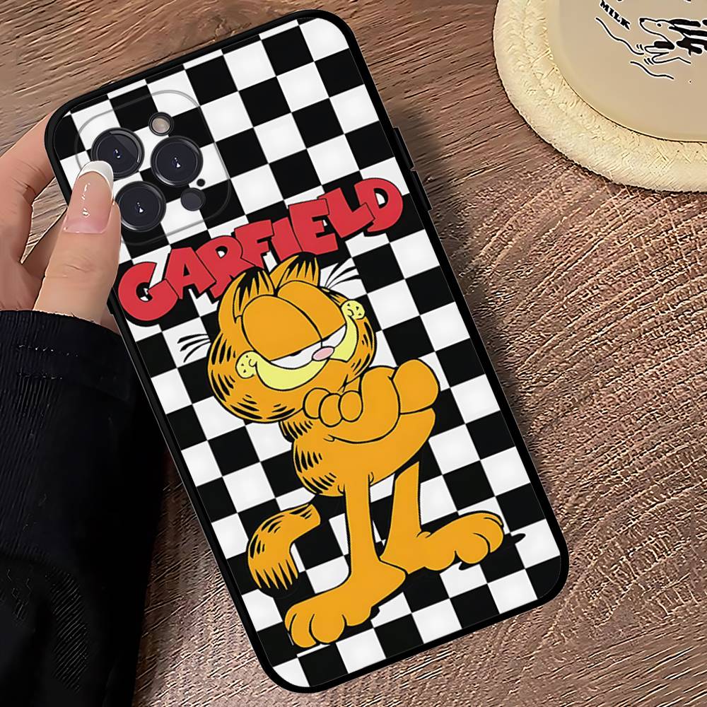Милый Аниме Кот Гарфилд Чехол для Телефона для iPhone 12 11 13 14 15 16 17 Pro Max Plus Mini Чехол