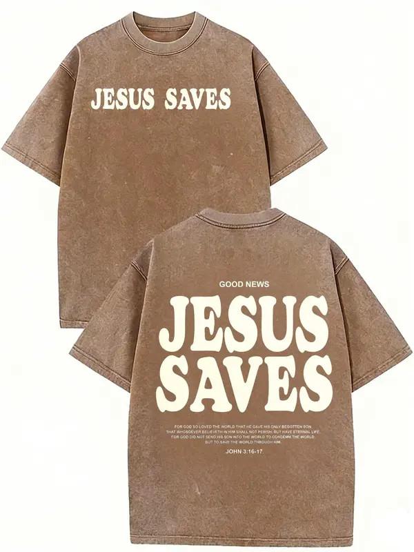 Jesus Saves John 3:16 Christian T-Shirt Washed T-Shirt Comfort Color Faith Gift -