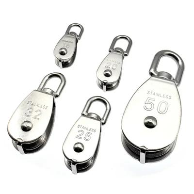 Шкив из нержавеющей стали M15/M20/M25/M32/M50 Одинарный поворотный подъемный блок для троса Инструмент Морской тяговый подъемный шкив